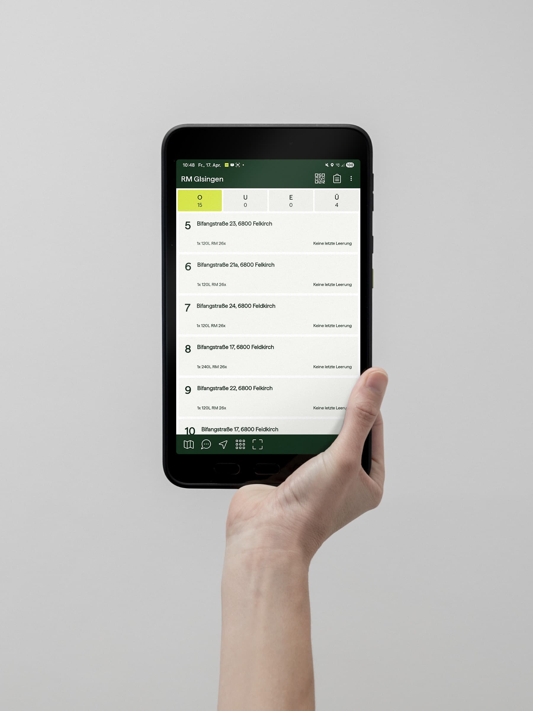 Infeo app in the tablet